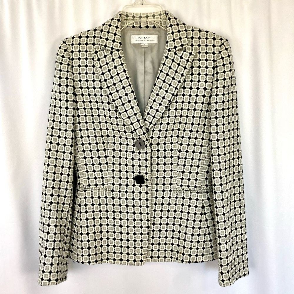 Tahari ASL Wool Blend Square Design Blazer Women’s Size 6 - Picture 12 of 15